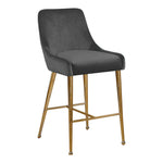 Owen Velvet Upholstered Counter Stool in Grey
