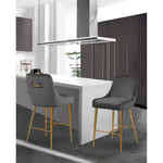 Owen Velvet Upholstered Counter Stool in Grey