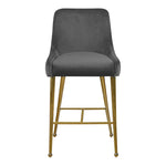 Owen Velvet Upholstered Counter Stool in Grey