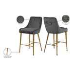 Owen Velvet Upholstered Counter Stool in Grey