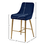 Owen Velvet Upholstered Counter Stool in Navy
