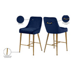 Owen Velvet Upholstered Counter Stool in Navy
