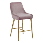 Owen Velvet Upholstered Counter Stool in Pink