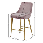 Owen Velvet Upholstered Counter Stool in Pink