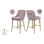 Owen Velvet Upholstered Counter Stool in Pink