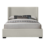 Oxford Linen Textured Fabric Upholstered King Bed (3 Boxes) in Beige