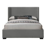 Oxford Linen Textured Fabric Upholstered King Bed (3 Boxes) in Grey
