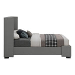 Oxford Linen Textured Fabric Upholstered King Bed (3 Boxes) in Grey