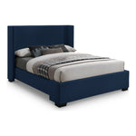 Oxford Linen Textured Fabric Upholstered King Bed (3 Boxes) in Navy