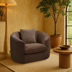 Penelope Chenille Fabric Upholstered Chair in Brown
