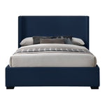 Oxford Linen Textured Fabric Upholstered King Bed (3 Boxes) in Navy