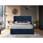 Oxford Linen Textured Fabric Upholstered King Bed (3 Boxes) in Navy