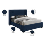 Oxford Linen Textured Fabric Upholstered King Bed (3 Boxes) in Navy