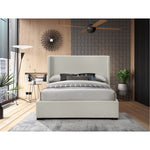 Oxford Linen Textured Fabric Upholstered Queen Bed (3 Boxes) in Beige