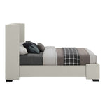 Oxford Linen Textured Fabric Upholstered Queen Bed (3 Boxes) in Beige