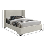 Oxford Linen Textured Fabric Upholstered Queen Bed (3 Boxes) in Beige