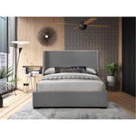 Oxford Linen Textured Fabric Upholstered Queen Bed (3 Boxes) in Grey