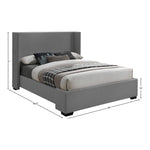 Oxford Linen Textured Fabric Upholstered Queen Bed (3 Boxes) in Grey
