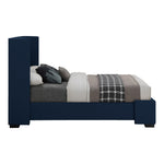 Oxford Linen Textured Fabric Upholstered Queen Bed (3 Boxes) in Navy