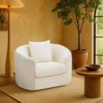 Penelope Chenille Fabric Upholstered Chair in Cream