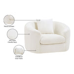 Penelope Chenille Fabric Upholstered Chair in Cream