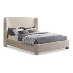 Penny Linen Textured Fabric Upholstered King Bed in Beige