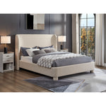 Penny Linen Textured Fabric Upholstered King Bed in Beige