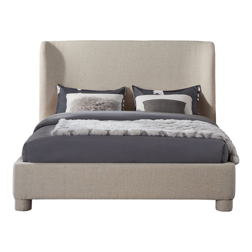 Penny Linen Textured Fabric Upholstered King Bed in Beige