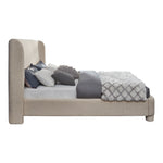 Penny Linen Textured Fabric Upholstered King Bed in Beige