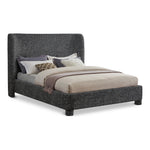 Penny Linen Textured Fabric Upholstered King Bed in Black