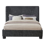 Penny Linen Textured Fabric Upholstered King Bed in Black