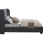 Penny Linen Textured Fabric Upholstered King Bed in Black