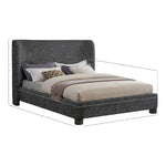 Penny Linen Textured Fabric Upholstered King Bed in Black