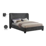 Penny Linen Textured Fabric Upholstered King Bed in Black