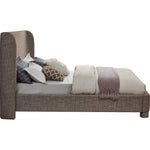 Penny Linen Textured Fabric Upholstered King Bed in Brown