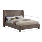 Penny Linen Textured Fabric Upholstered King Bed in Brown