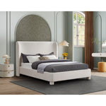 Penny Linen Textured Fabric Upholstered King Bed in Cream