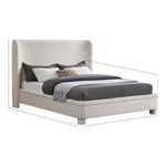 Penny Linen Textured Fabric Upholstered King Bed in Cream