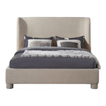 Penny Linen Textured Fabric Upholstered Queen Bed in Beige