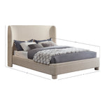Penny Linen Textured Fabric Upholstered Queen Bed in Beige