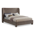 Penny Linen Textured Fabric Upholstered Queen Bed in Brown