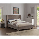 Penny Linen Textured Fabric Upholstered Queen Bed in Brown