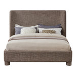 Penny Linen Textured Fabric Upholstered Queen Bed in Brown