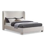Penny Linen Textured Fabric Upholstered Queen Bed in Cream