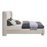 Penny Linen Textured Fabric Upholstered Queen Bed in Cream