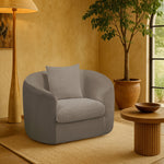 Penelope Chenille Fabric Upholstered Chair in Grey