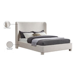 Penny Linen Textured Fabric Upholstered Queen Bed in Cream