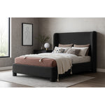 Penny Boucle Fabric Upholstered King Bed in Black