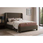 Penny Boucle Fabric Upholstered King Bed in Brown