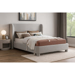 Penny Boucle Fabric Upholstered King Bed in Grey